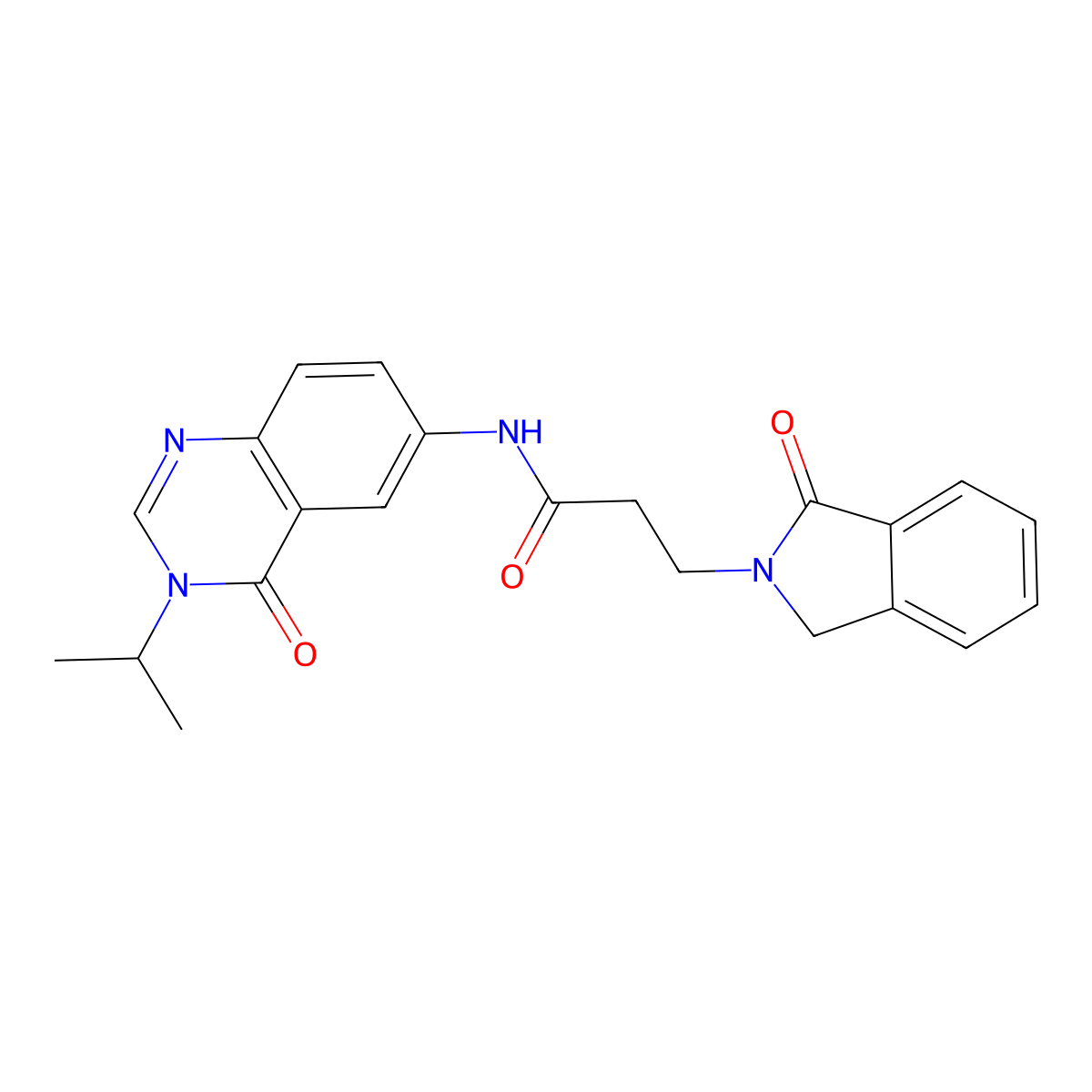 3-(1-oxo-1,3-dihydro-2H-isoindol-2-yl)-N-[4-oxo-3-(propan-2-yl)-3,4-dihydroquinazolin-6-yl]propanamide molecular structure, CAS 1574405-52-9
