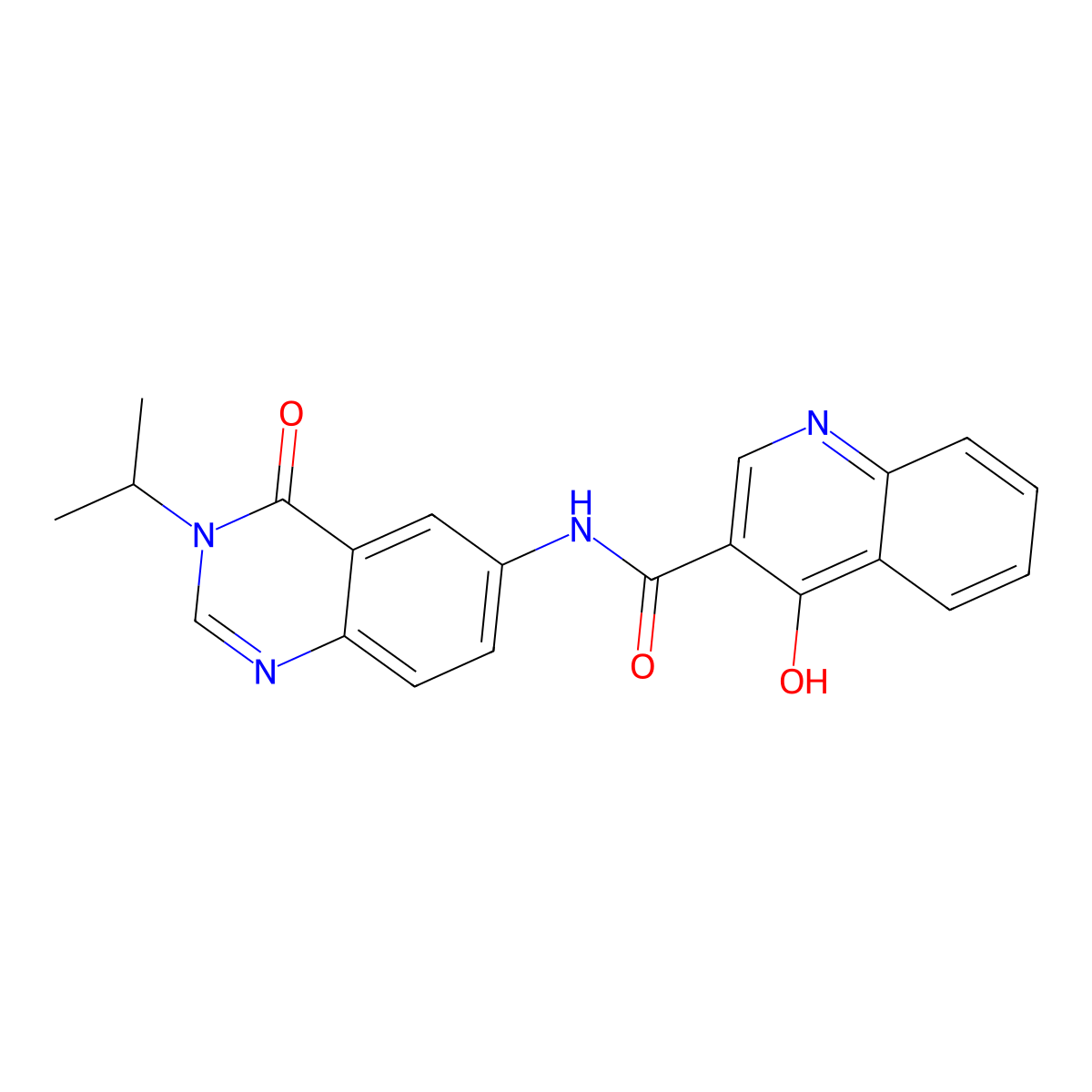 4-hydroxy-N-(3-isopropyl-4-oxo-3,4-dihydroquinazolin-6-yl)quinoline-3-carboxamide molecular structure, CAS 1574405-60-9