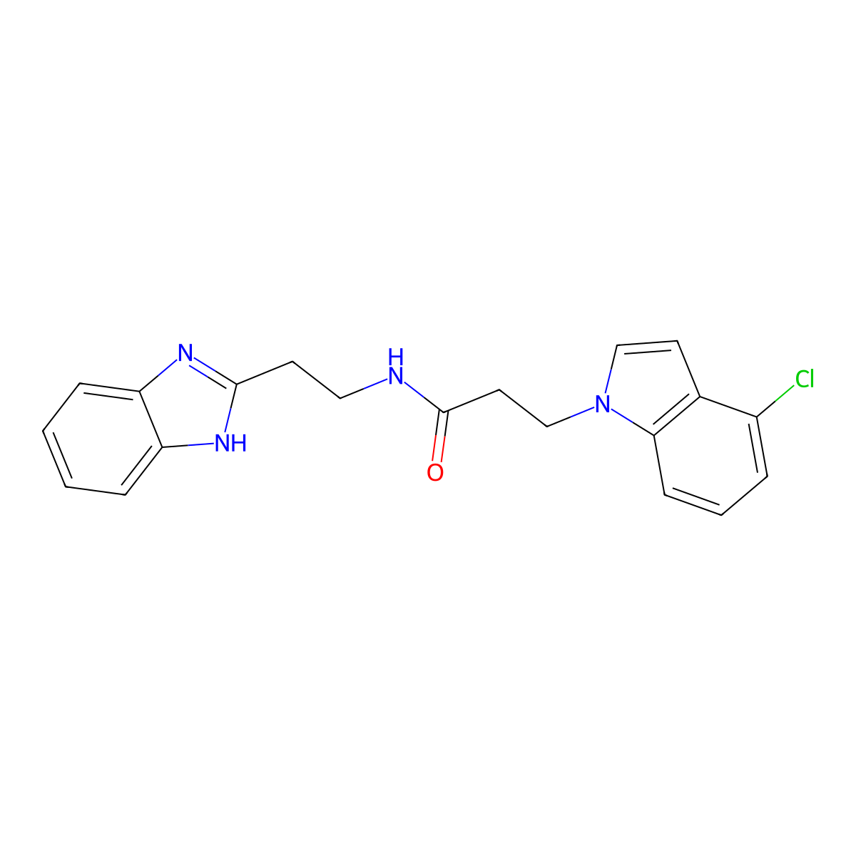 N-[2-(1H-1,3-benzimidazol-2-yl)ethyl]-3-(4-chloro-1H-indol-1-yl)propanamide molecular structure, CAS 1574405-66-5