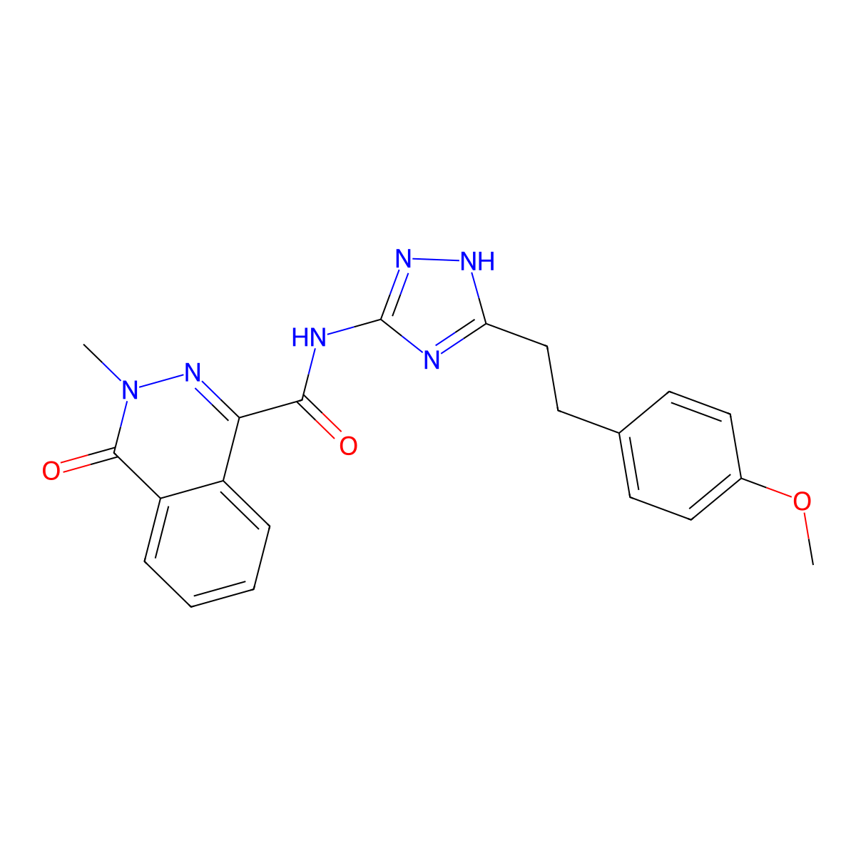 N-{3-[2-(4-methoxyphenyl)ethyl]-1H-1,2,4-triazol-5-yl}-3-methyl-4-oxo-3,4-dihydrophthalazine-1-carboxamide molecular structure, CAS 1574405-71-2