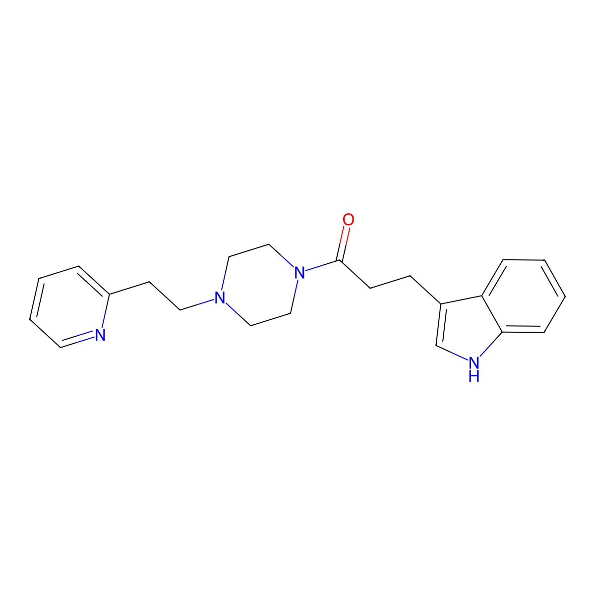3-(1H-indol-3-yl)-1-{4-[2-(pyridin-2-yl)ethyl]piperazin-1-yl}propan-1-one molecular structure, CAS 1574405-77-8