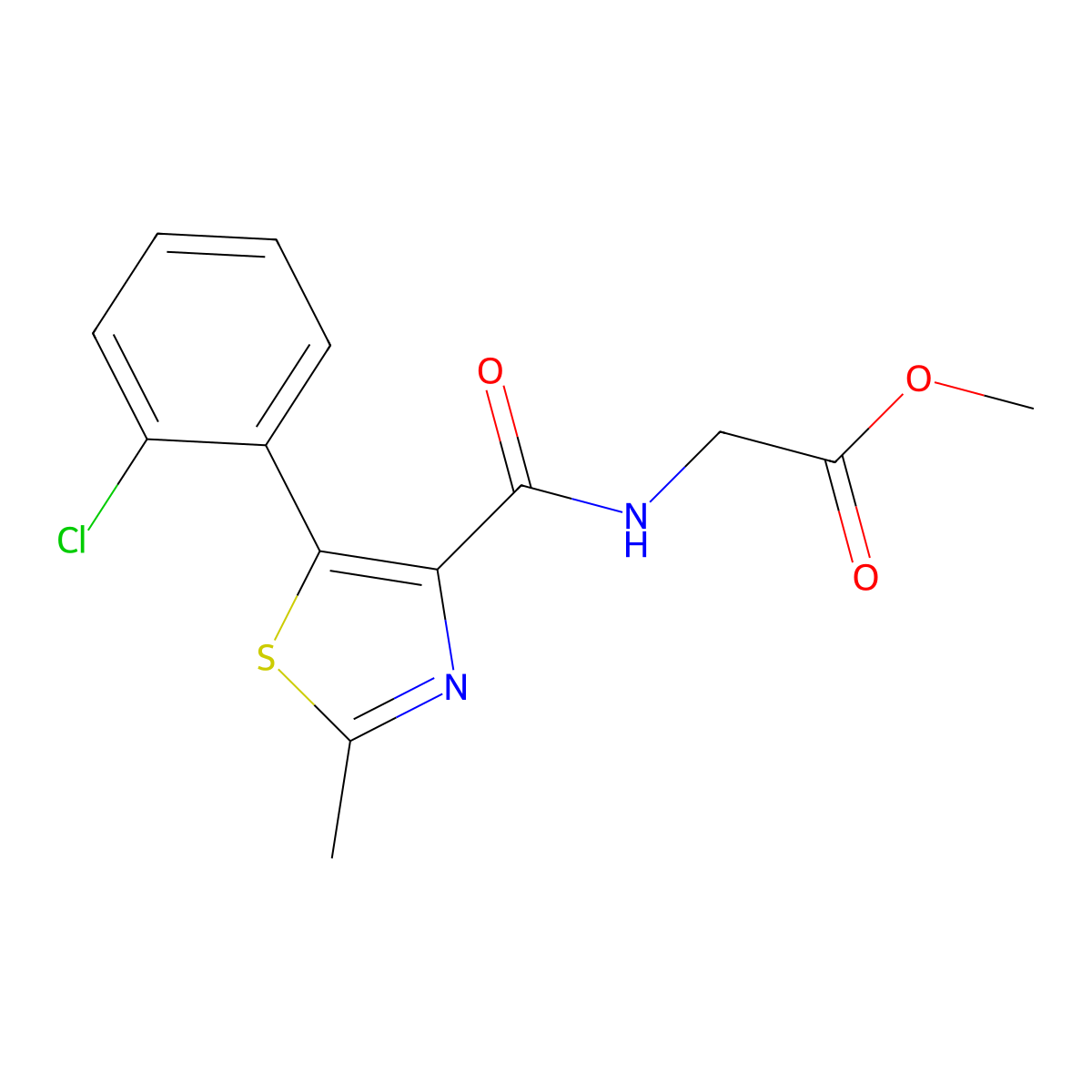 Methyl 2-({[5-(2-chlorophenyl)-2-methyl-1,3-thiazol-4-yl]carbonyl}amino)acetate molecular structure, CAS 1574405-85-8