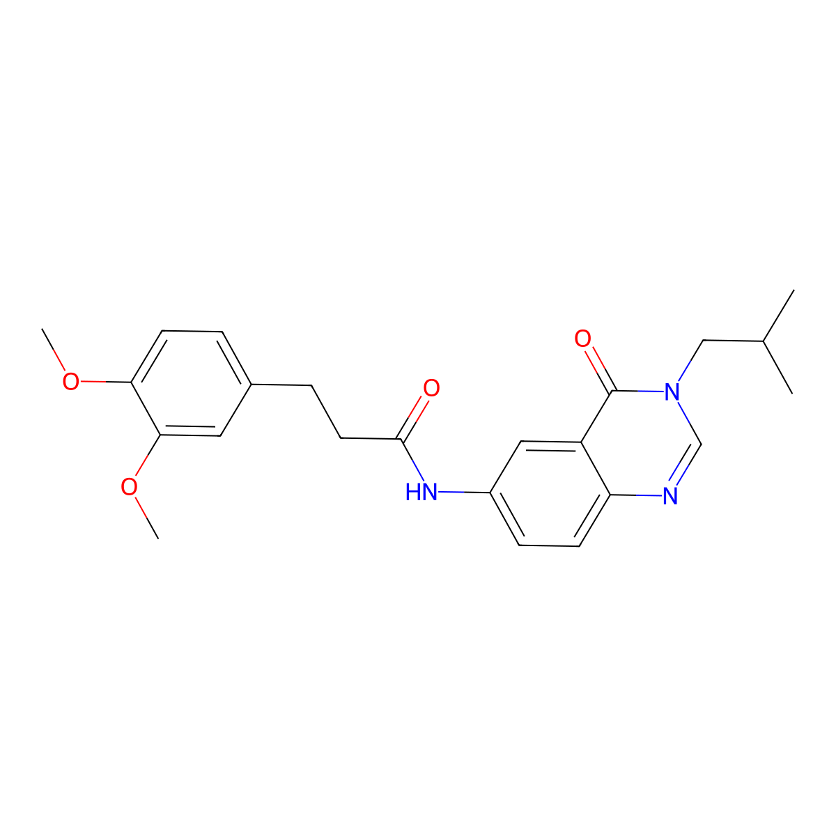 3-(3,4-dimethoxyphenyl)-N-[3-(2-methylpropyl)-4-oxo-3,4-dihydroquinazolin-6-yl]propanamide molecular structure, CAS 1574406-85-1