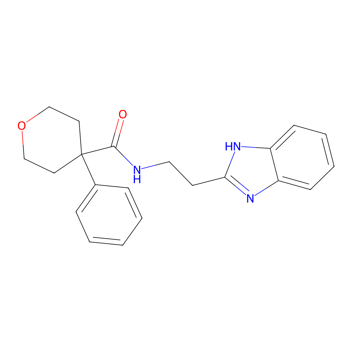 N-[2-(1H-1,3-benzimidazol-2-yl)ethyl]-4-phenyltetrahydro-2H-pyran-4-carboxamide molecular structure, CAS 1574406-91-9