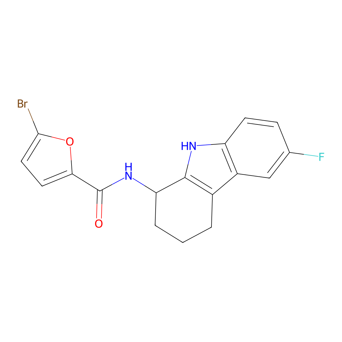 5-bromo-N-(6-fluoro-2,3,4,9-tetrahydro-1H-carbazol-1-yl)furan-2-carboxamide molecular structure, CAS 1574407-18-3
