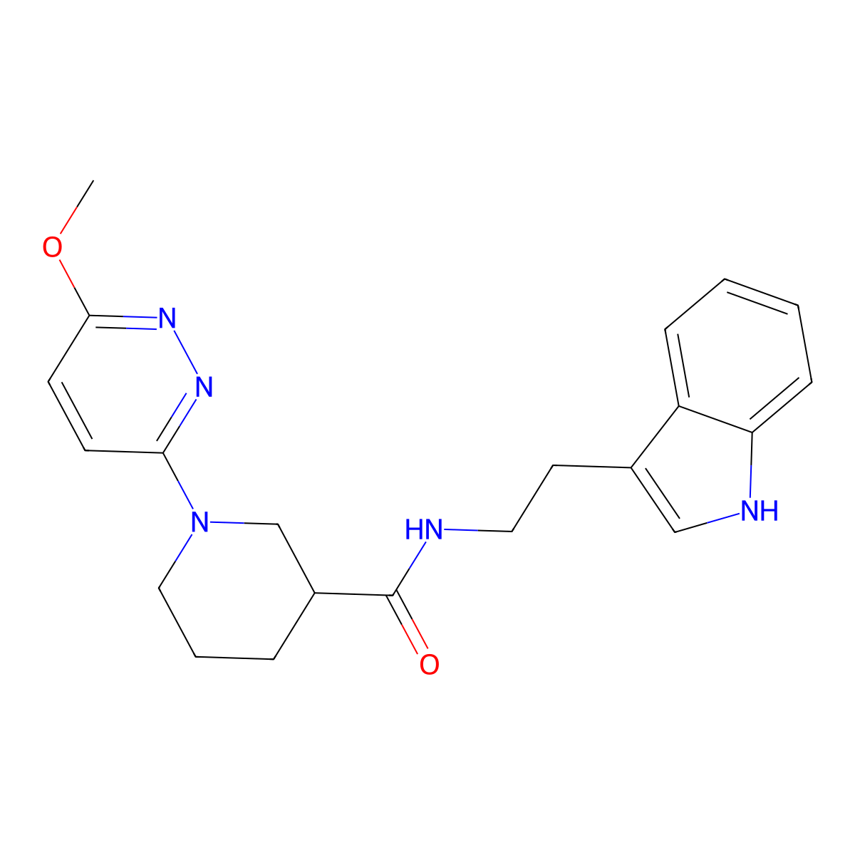 N-(2-(1H-indol-3-yl)ethyl)-1-(6-methoxypyridazin-3-yl)piperidine-3-carboxamide molecular structure, CAS 1574408-14-2