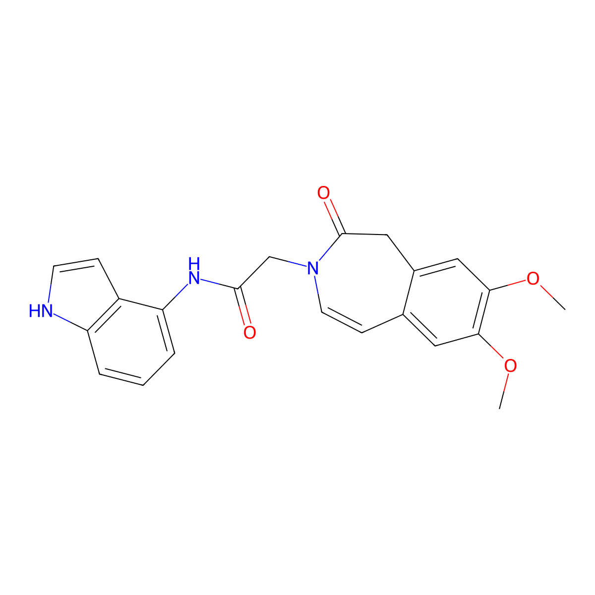 2-(7,8-dimethoxy-2-oxo-1,2-dihydro-3H-3-benzazepin-3-yl)-N-(1H-indol-4-yl)acetamide molecular structure, CAS 1574408-40-4