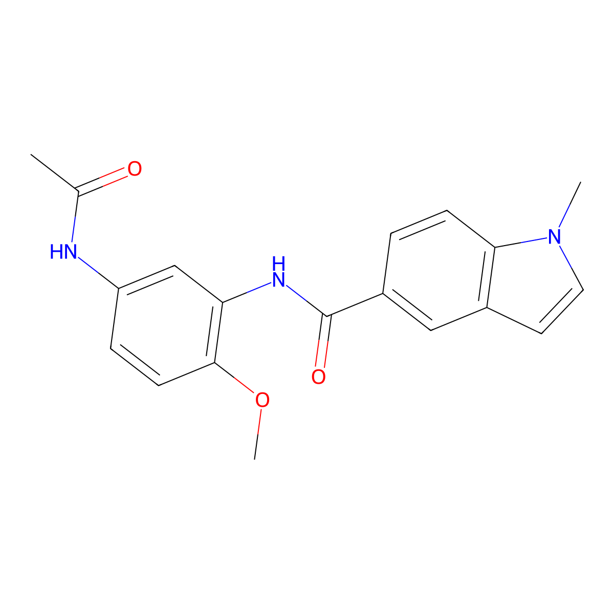 N-[5-(acetylamino)-2-methoxyphenyl]-1-methyl-1H-indole-5-carboxamide molecular structure, CAS 1574408-63-1