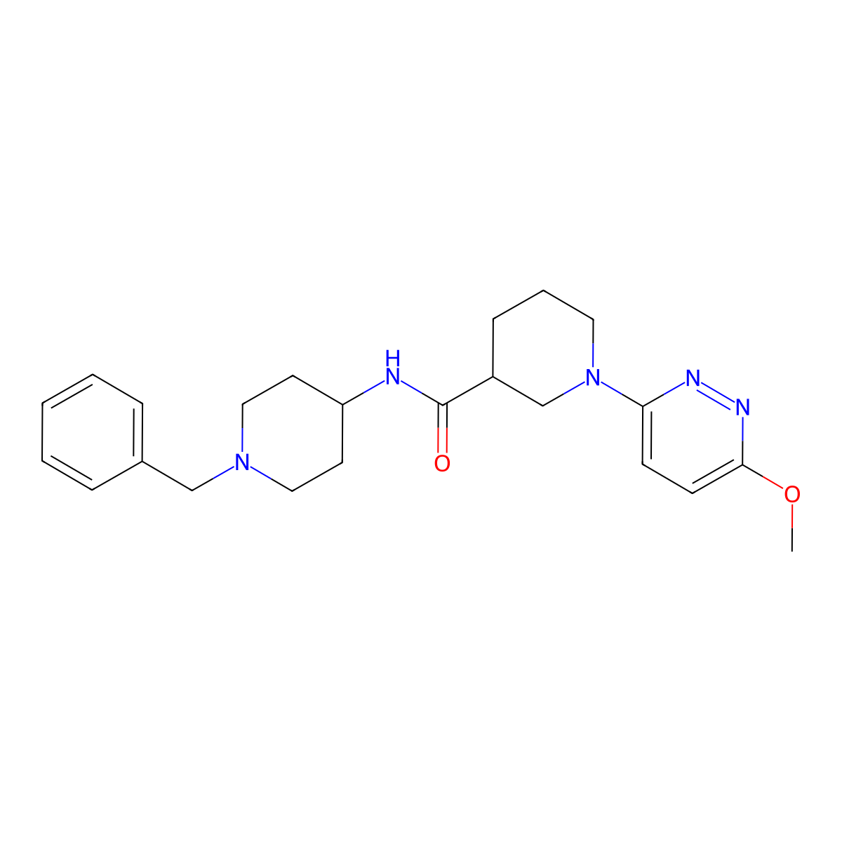 N-(1-benzylpiperidin-4-yl)-1-(6-methoxypyridazin-3-yl)piperidine-3-carboxamide molecular structure, CAS 1574408-67-5