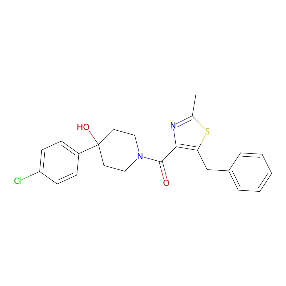 (5-Benzyl-2-methyl-1,3-thiazol-4-yl)[4-(4-chlorophenyl)-4-hydroxypiperidino]methanone molecular structure, CAS 1574408-69-7