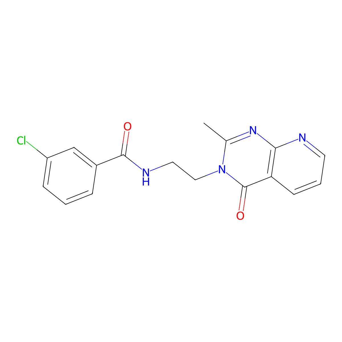 3-chloro-N-[2-(2-methyl-4-oxopyrido[2,3-d]pyrimidin-3(4H)-yl)ethyl]benzamide molecular structure, CAS 1574408-71-1