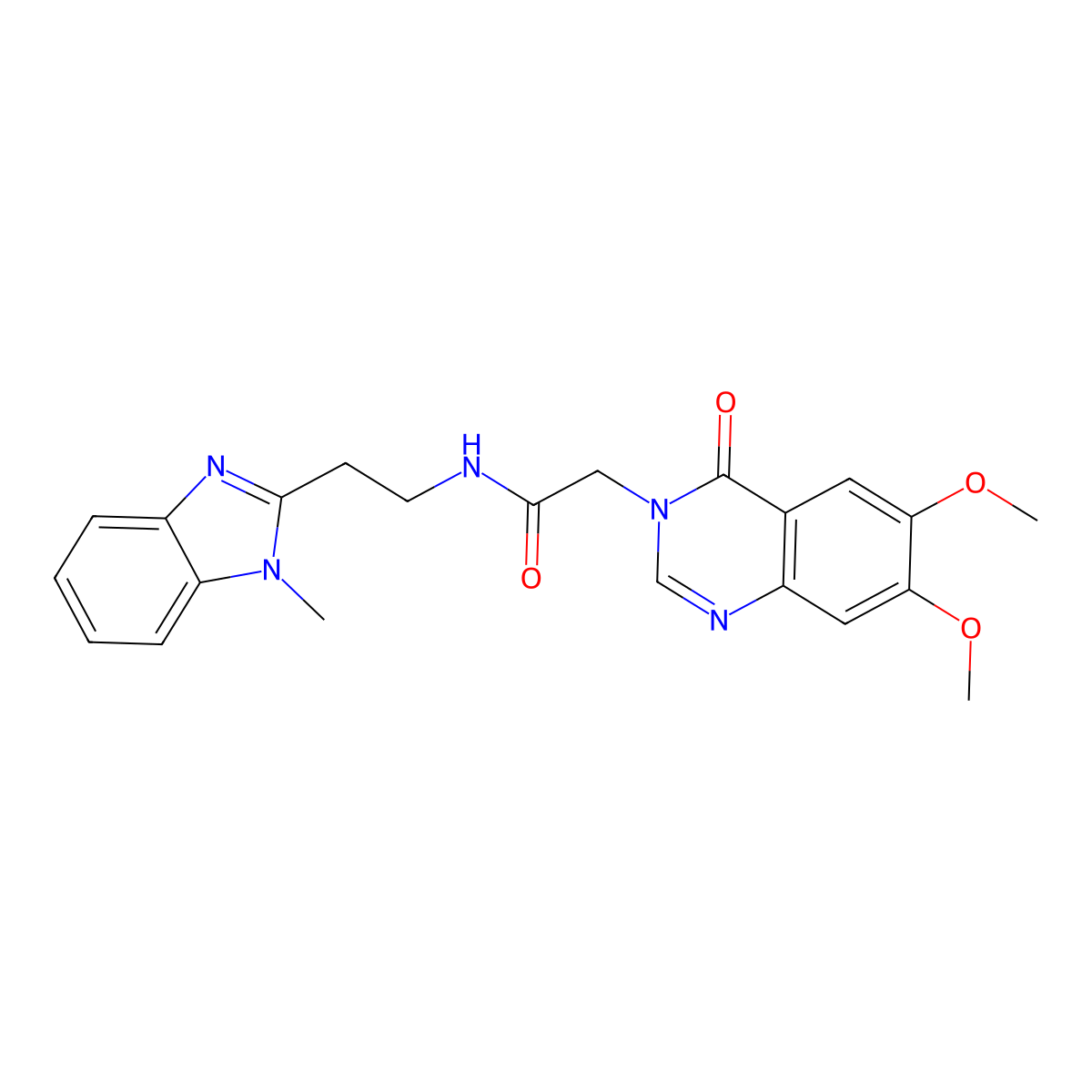 2-(6,7-dimethoxy-4-oxoquinazolin-3(4H)-yl)-N-[2-(1-methyl-1H-benzimidazol-2-yl)ethyl]acetamide molecular structure, CAS 1574408-78-8