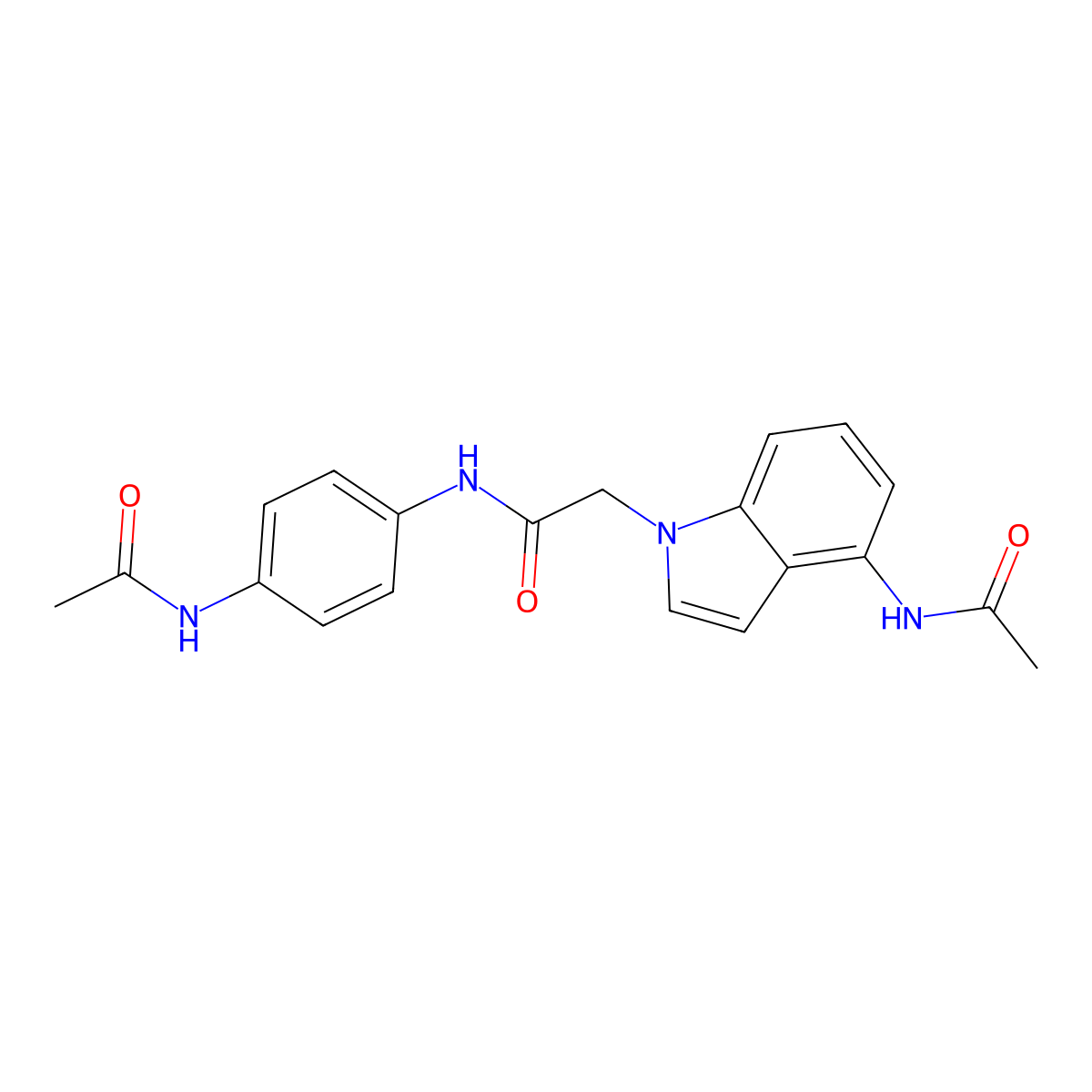 2-[4-(acetylamino)-1H-indol-1-yl]-N-[4-(acetylamino)phenyl]acetamide molecular structure, CAS 1574408-84-6
