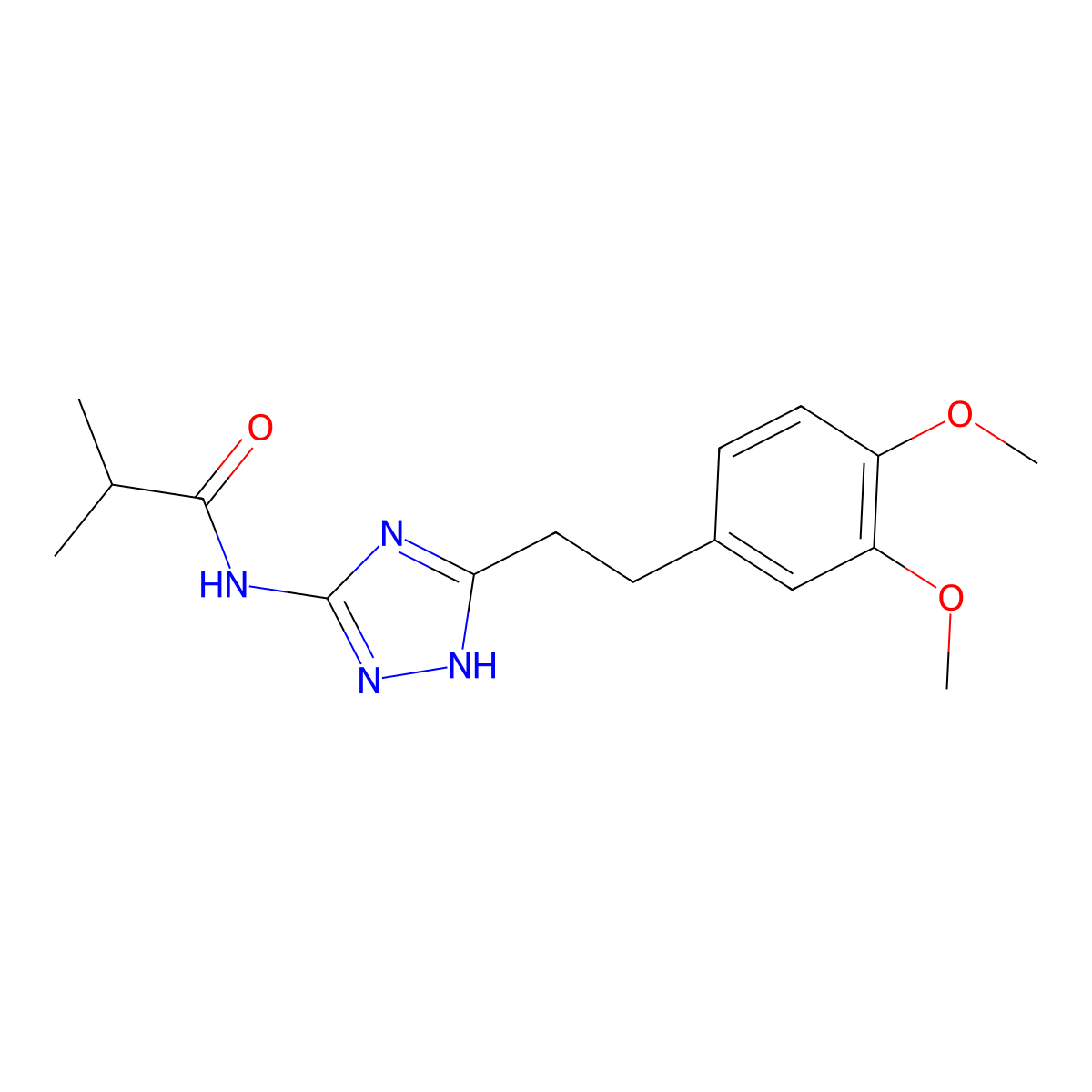 N-{3-[2-(3,4-dimethoxyphenyl)ethyl]-1H-1,2,4-triazol-5-yl}-2-methylpropanamide molecular structure, CAS 1574409-04-3