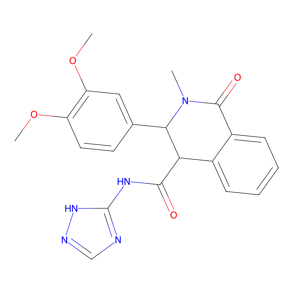 3-(3,4-dimethoxyphenyl)-2-methyl-1-oxo-N-(4H-1,2,4-triazol-3-yl)-1,2,3,4-tetrahydroisoquinoline-4-carboxamide molecular structure, CAS 1574409-32-7