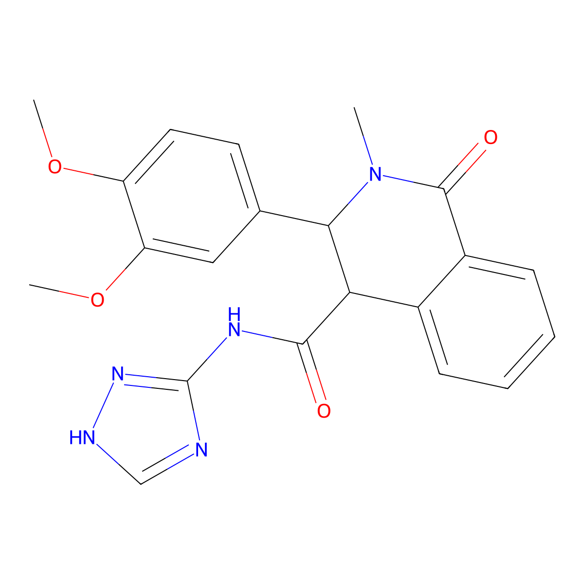 3-(3,4-dimethoxyphenyl)-2-methyl-1-oxo-N-(4H-1,2,4-triazol-3-yl)-1,2,3,4-tetrahydroisoquinoline-4-carboxamide molecular structure, CAS 1574409-32-7