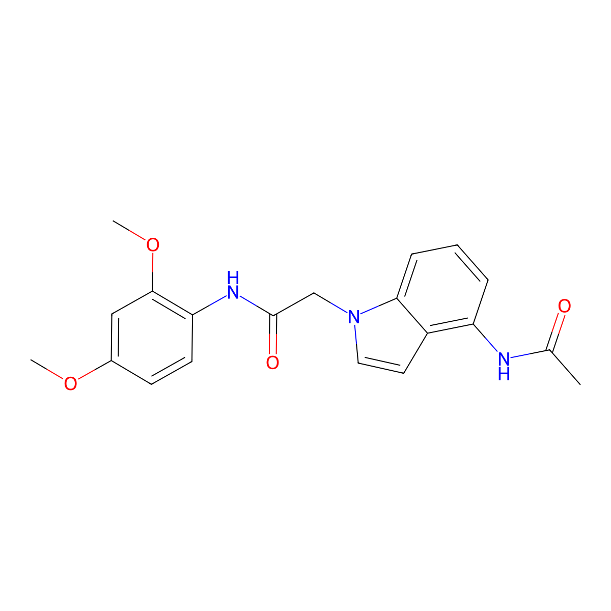 2-[4-(acetylamino)-1H-indol-1-yl]-N-(2,4-dimethoxyphenyl)acetamide molecular structure, CAS 1574409-34-9