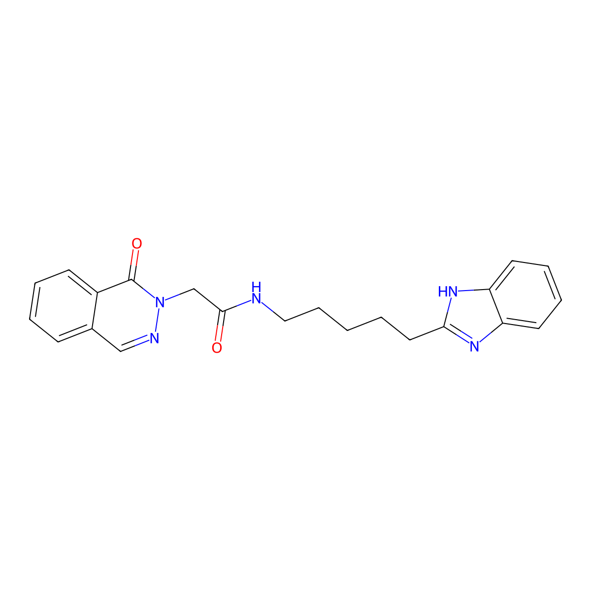 N-[5-(1H-benzimidazol-2-yl)pentyl]-2-(1-oxophthalazin-2(1H)-yl)acetamide molecular structure, CAS 1574409-41-8