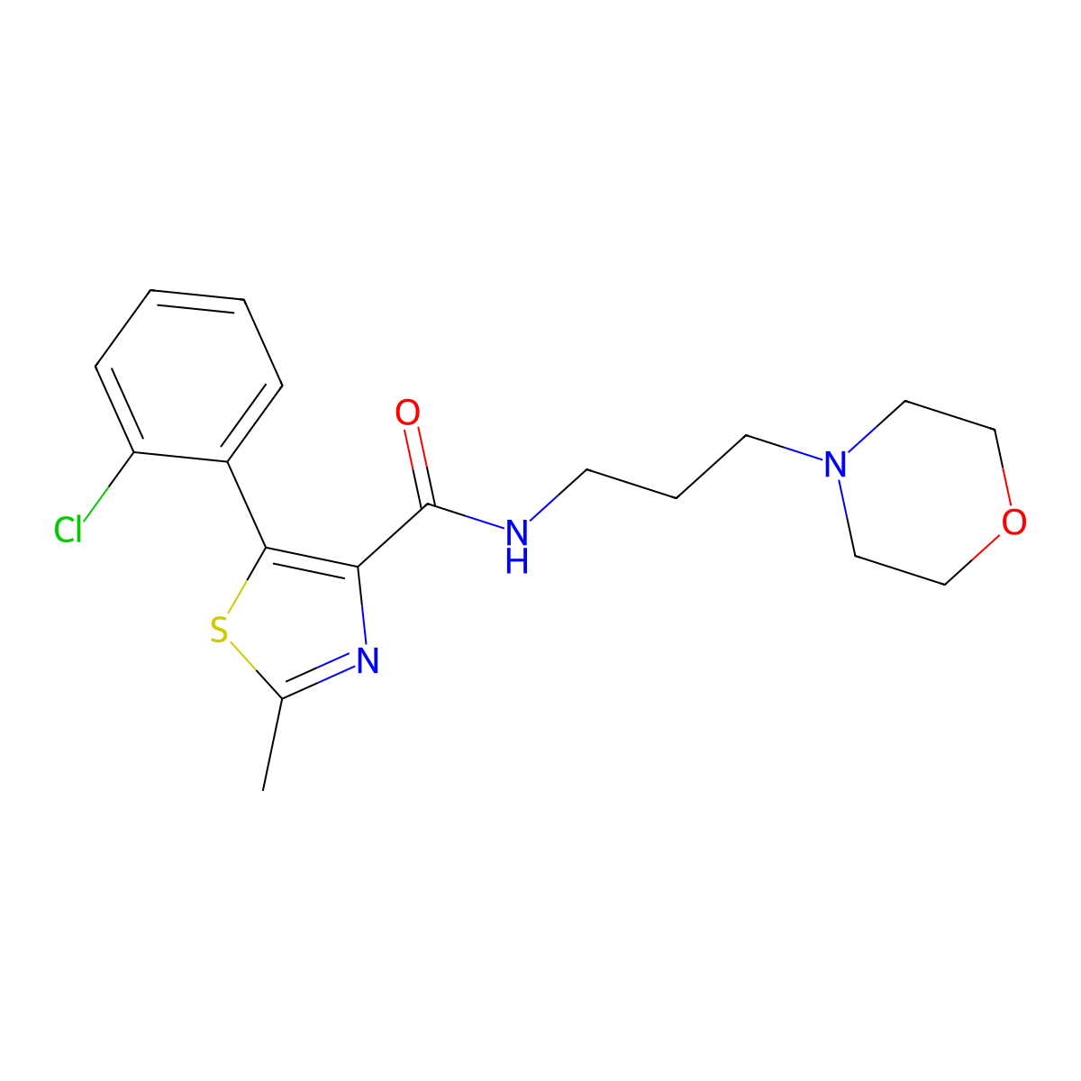 5-(2-chlorophenyl)-2-methyl-N-(3-morpholinopropyl)-1,3-thiazole-4-carboxamide molecular structure, CAS 1574409-58-7