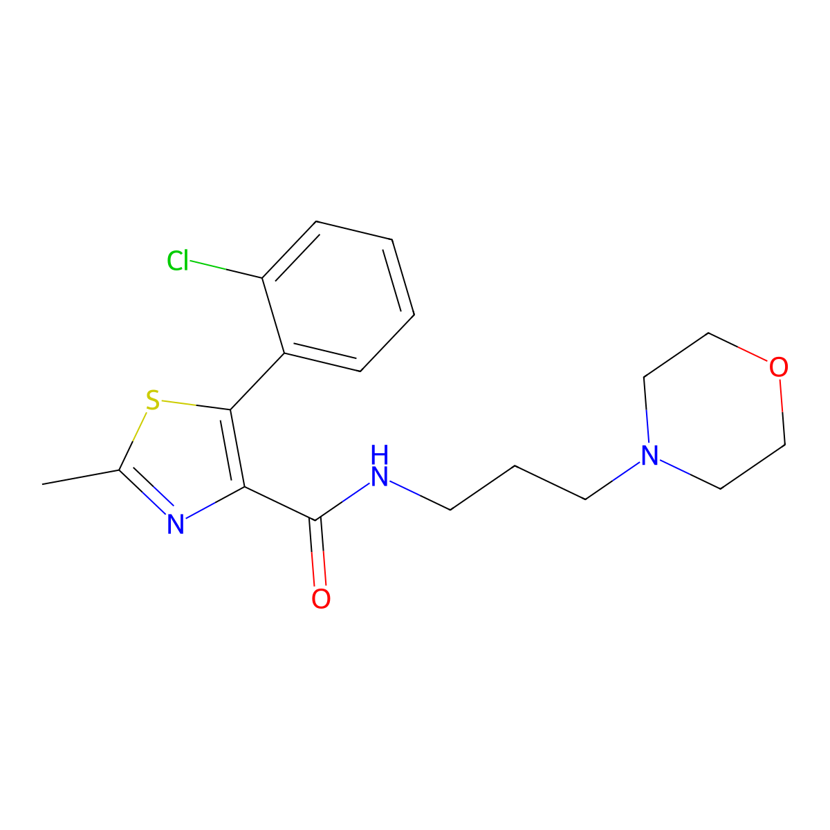 5-(2-chlorophenyl)-2-methyl-N-(3-morpholinopropyl)-1,3-thiazole-4-carboxamide molecular structure, CAS 1574409-58-7