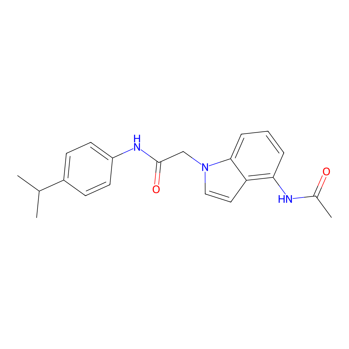 2-[4-(acetylamino)-1H-indol-1-yl]-N-[4-(propan-2-yl)phenyl]acetamide molecular structure, CAS 1574409-81-6