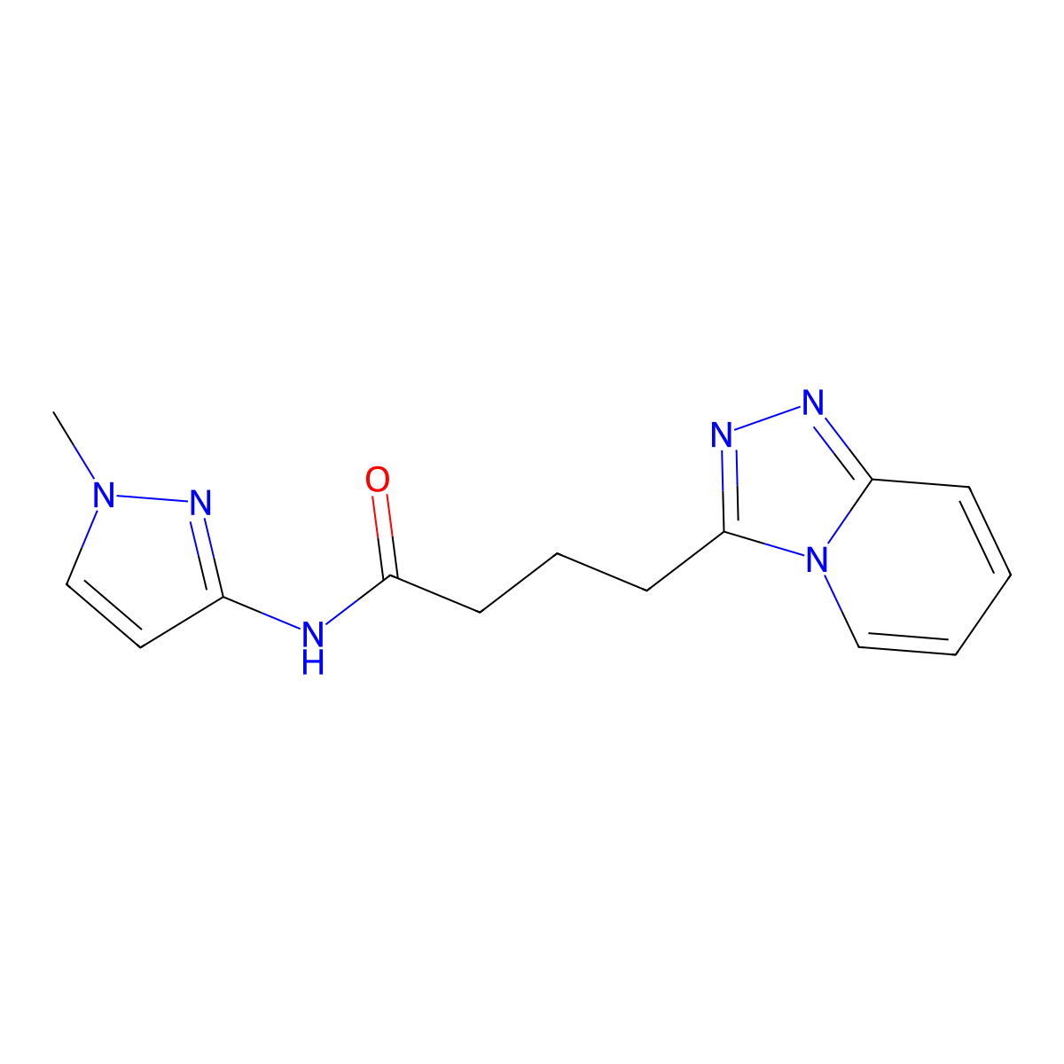 N-(1-methyl-1H-pyrazol-3-yl)-4-([1,2,4]triazolo[4,3-a]pyridin-3-yl)butanamide molecular structure, CAS 1574409-82-7