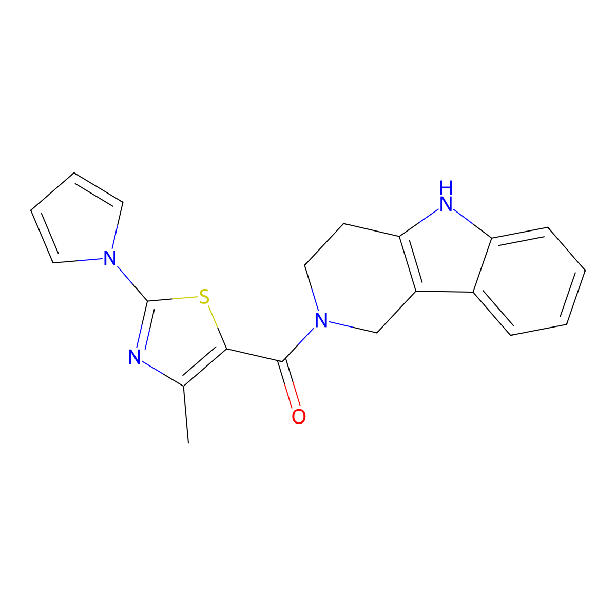 [4-methyl-2-(1H-pyrrol-1-yl)-1,3-thiazol-5-yl](1,3,4,5-tetrahydro-2H-pyrido[4,3-b]indol-2-yl)methanone molecular structure, CAS 1574409-86-1