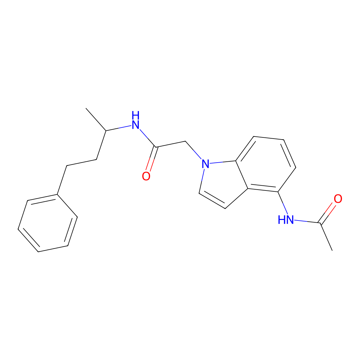 2-[4-(acetylamino)-1H-indol-1-yl]-N-(4-phenylbutan-2-yl)acetamide molecular structure, CAS 1574410-01-7