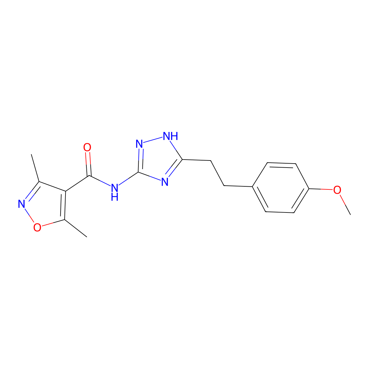 N-{3-[2-(4-methoxyphenyl)ethyl]-1H-1,2,4-triazol-5-yl}-3,5-dimethyl-1,2-oxazole-4-carboxamide molecular structure, CAS 1574410-13-1