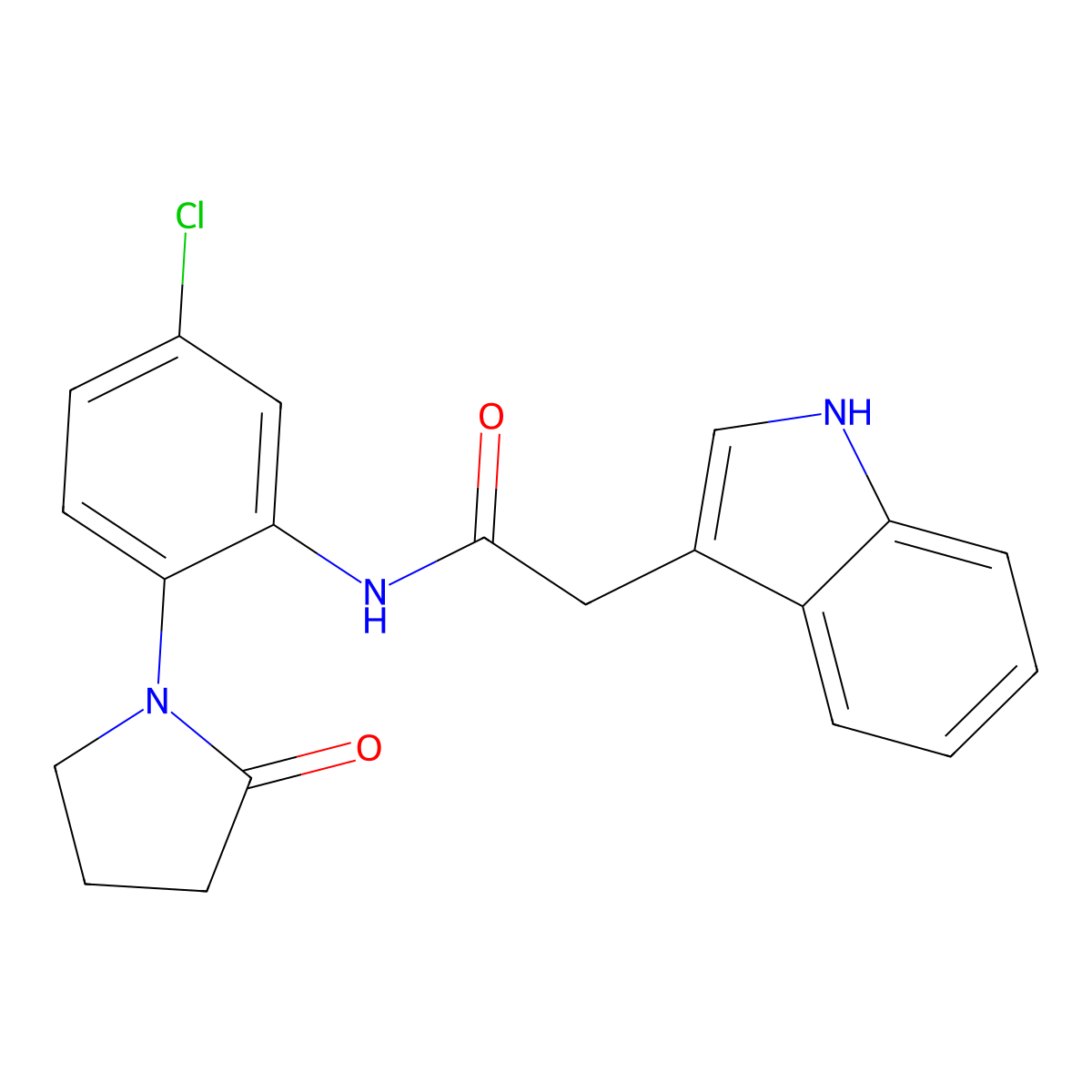 N-[5-chloro-2-(2-oxopyrrolidin-1-yl)phenyl]-2-(1H-indol-3-yl)acetamide molecular structure, CAS 1574410-22-2