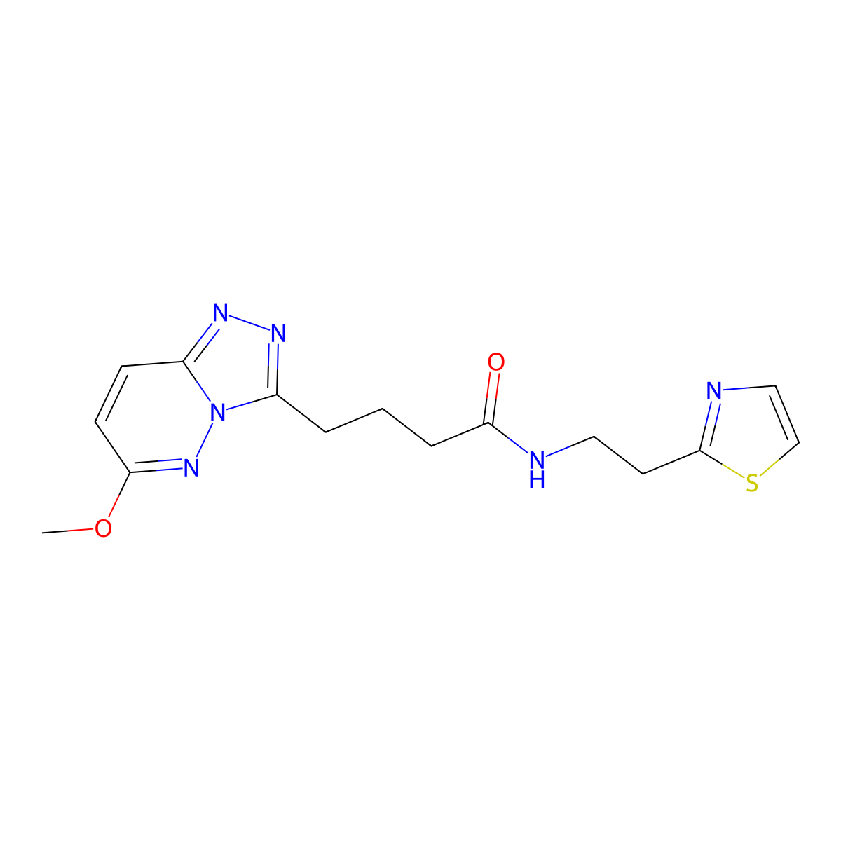 4-(6-methoxy[1,2,4]triazolo[4,3-b]pyridazin-3-yl)-N-[2-(1,3-thiazol-2-yl)ethyl]butanamide molecular structure, CAS 1574410-64-2