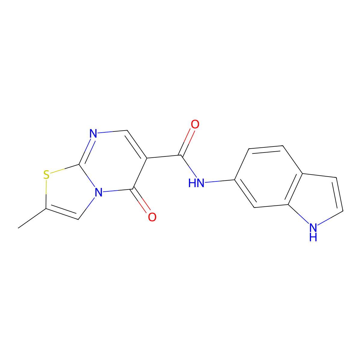 N-(1H-indol-6-yl)-2-methyl-5-oxo-5H-[1,3]thiazolo[3,2-a]pyrimidine-6-carboxamide molecular structure, CAS 1574410-68-6