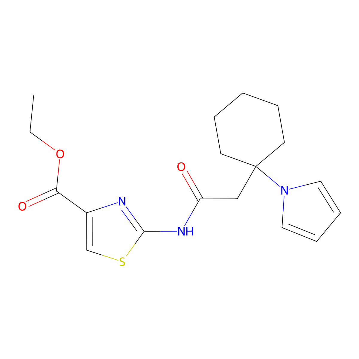 ethyl 2-({[1-(1H-pyrrol-1-yl)cyclohexyl]acetyl}amino)-1,3-thiazole-4-carboxylate molecular structure, CAS 1574410-84-6
