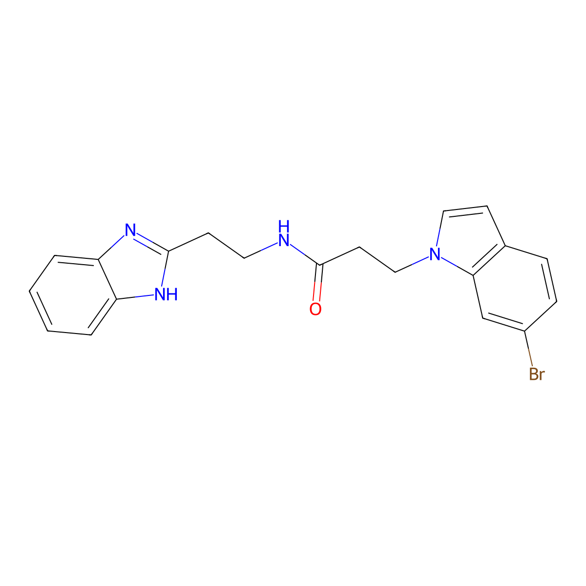 N-[2-(1H-1,3-benzimidazol-2-yl)ethyl]-3-(6-bromo-1H-indol-1-yl)propanamide molecular structure, CAS 1574410-87-9