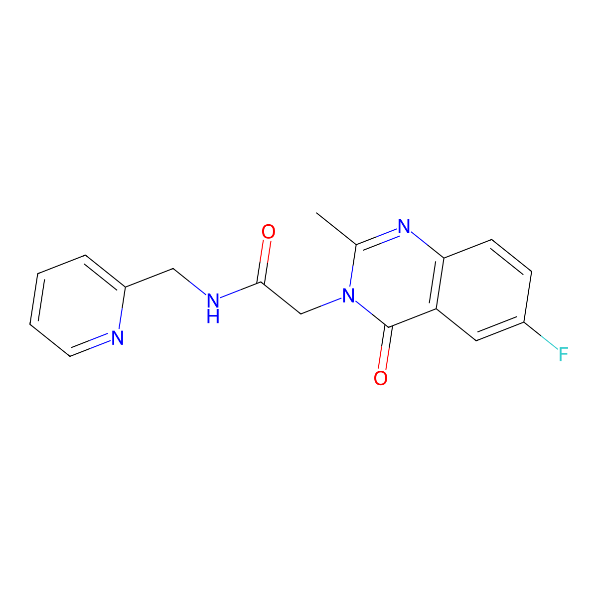 2-(6-fluoro-2-methyl-4-oxoquinazolin-3(4H)-yl)-N-(pyridin-2-ylmethyl)acetamide molecular structure, CAS 1574410-88-0