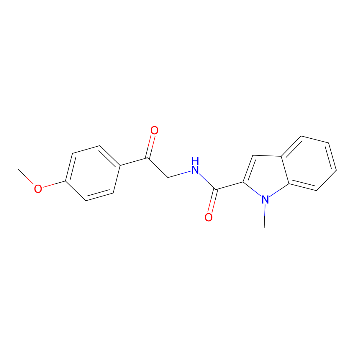 N-[2-(4-methoxyphenyl)-2-oxoethyl]-1-methyl-1H-indole-2-carboxamide molecular structure, CAS 1574411-00-9