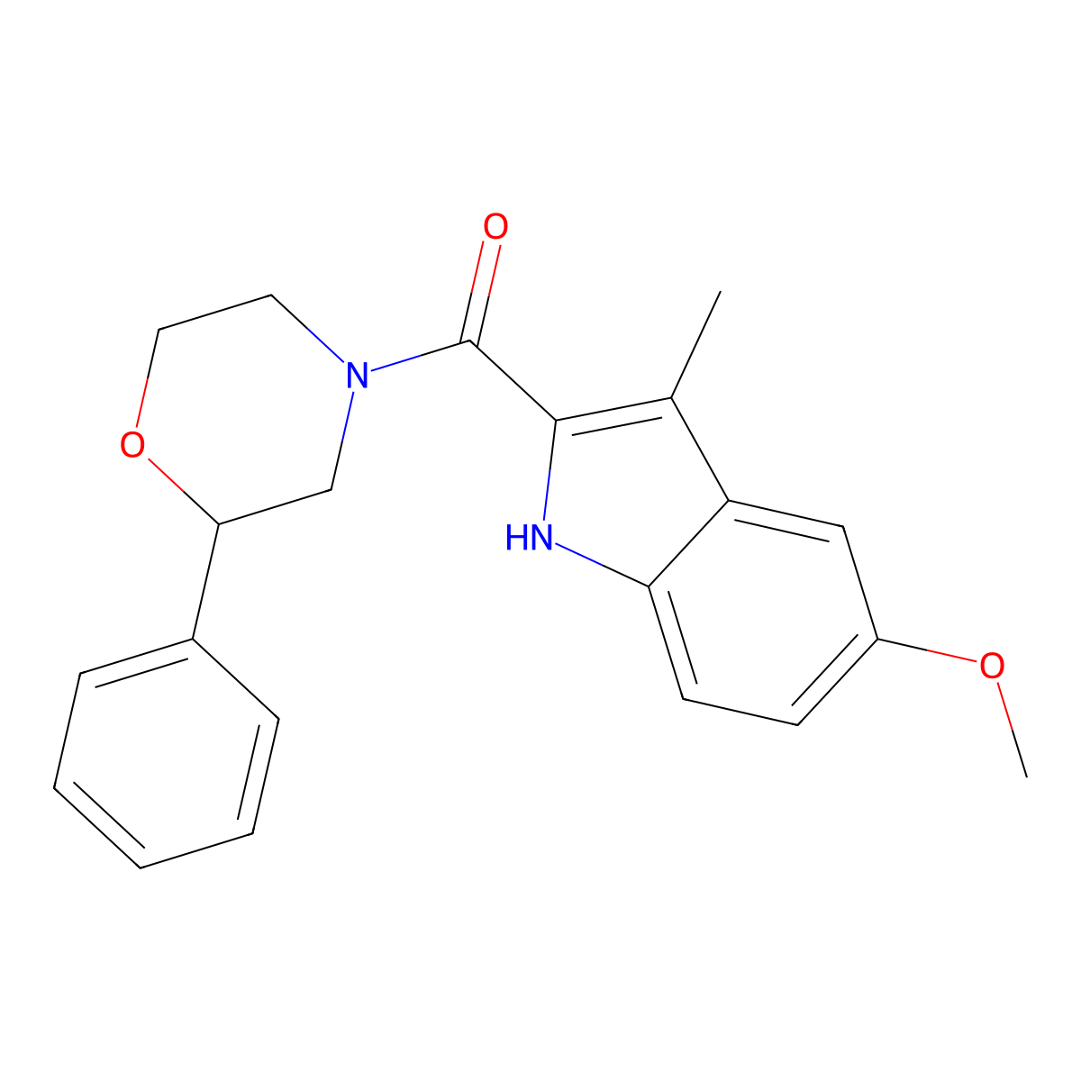 (5-methoxy-3-methyl-1H-indol-2-yl)(2-phenylmorpholin-4-yl)methanone molecular structure, CAS 1574411-04-3