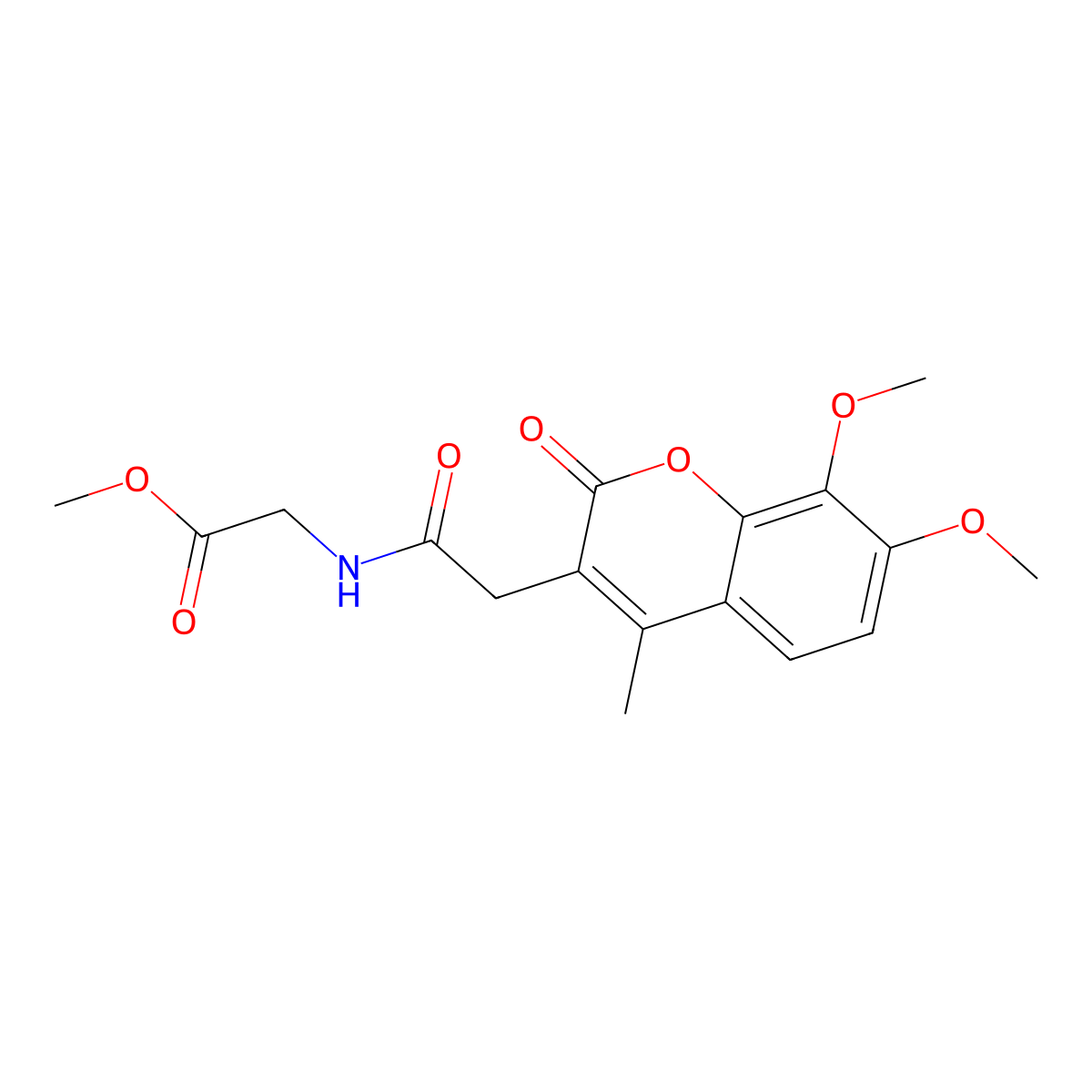 methyl N-[(7,8-dimethoxy-4-methyl-2-oxo-2H-chromen-3-yl)acetyl]glycinate molecular structure, CAS 1574411-10-1