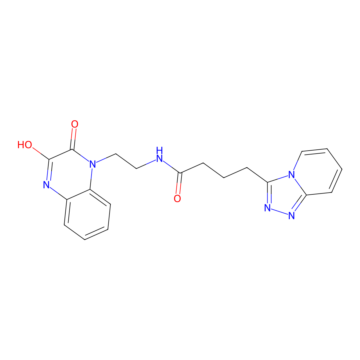 4-([1,2,4]triazolo[4,3-a]pyridin-3-yl)-N-(2-(3-hydroxy-2-oxoquinoxalin-1(2H)-yl)ethyl)butanamide molecular structure, CAS 1574411-15-6