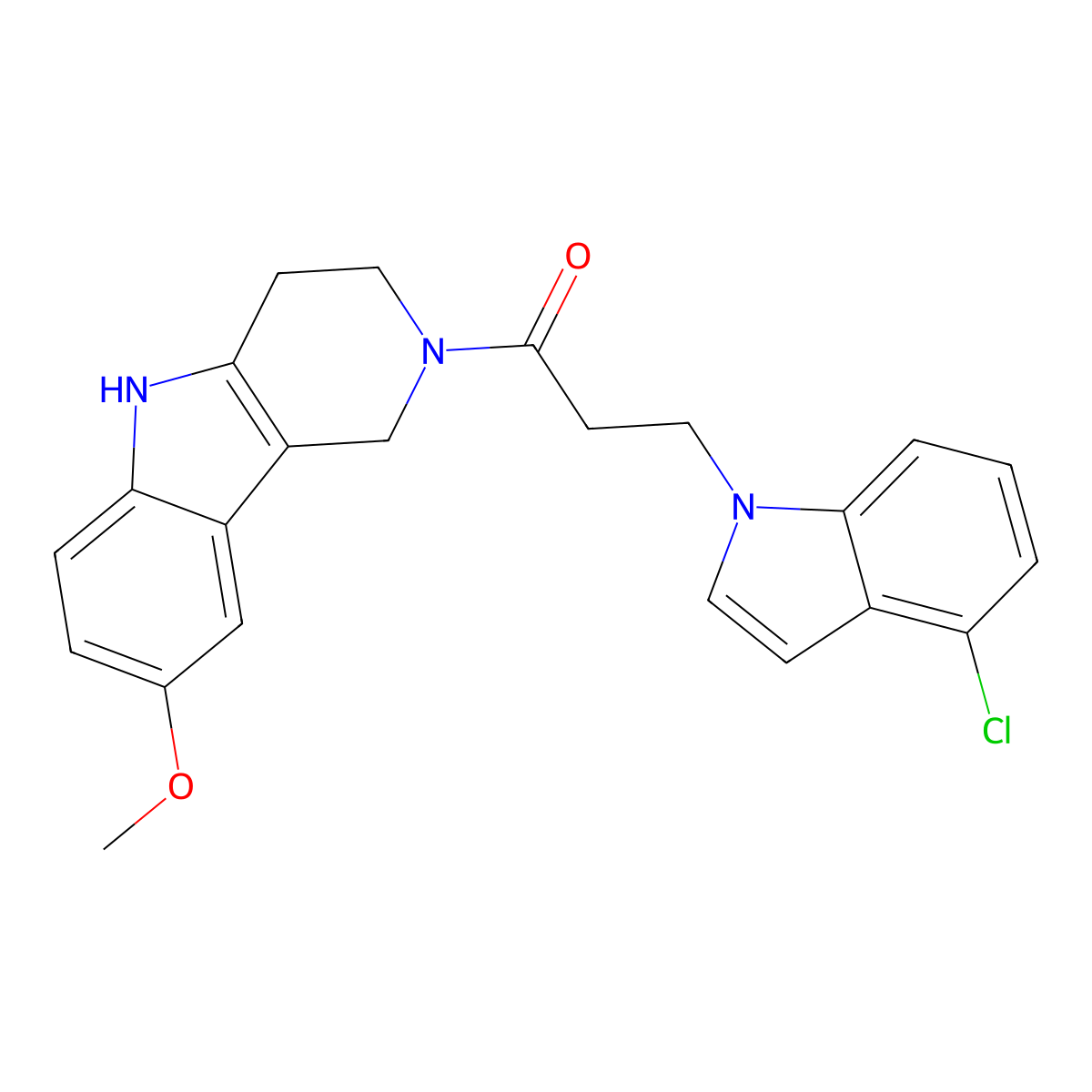 3-(4-chloro-1H-indol-1-yl)-1-(8-methoxy-1,3,4,5-tetrahydro-2H-pyrido[4,3-b]indol-2-yl)-1-propanone molecular structure, CAS 1574411-28-1