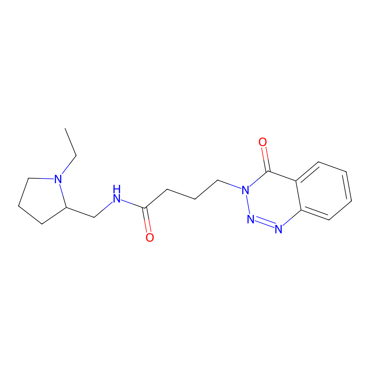 N-[(1-ethylpyrrolidin-2-yl)methyl]-4-(4-oxo-1,2,3-benzotriazin-3(4H)-yl)butanamide molecular structure, CAS 1574411-43-0
