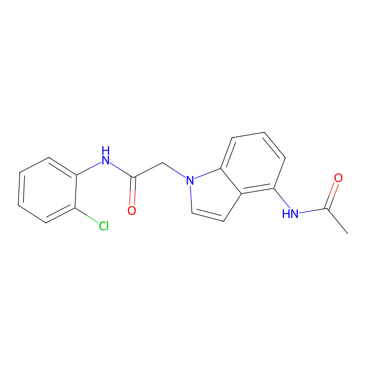 2-[4-(acetylamino)-1H-indol-1-yl]-N-(2-chlorophenyl)acetamide molecular structure, CAS 1574411-47-4