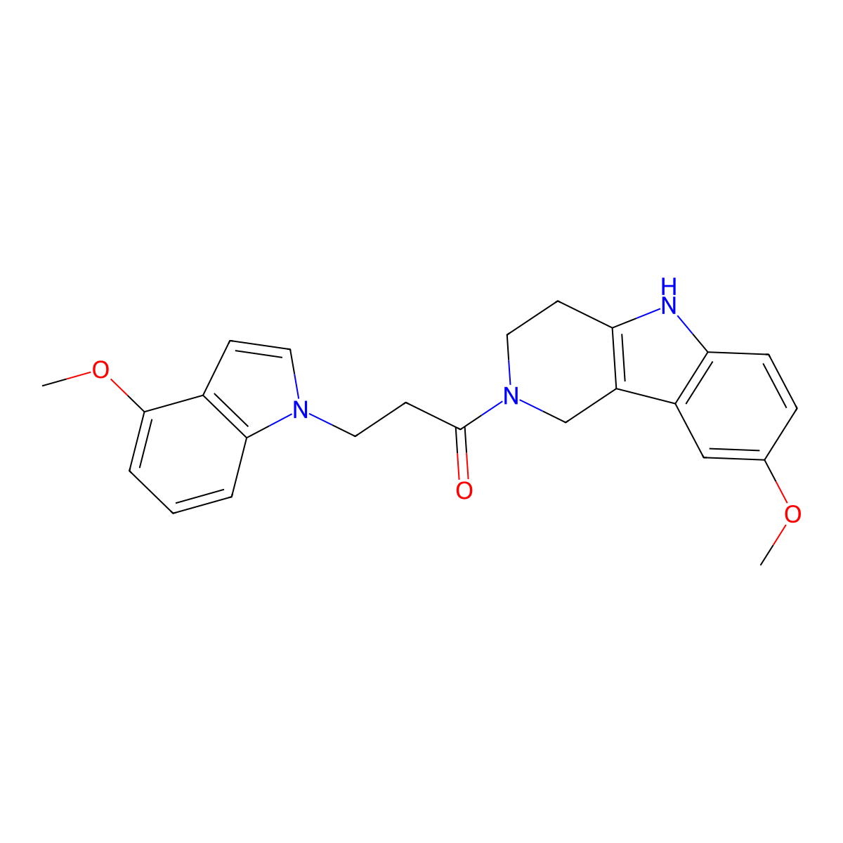 3-(4-methoxy-1H-indol-1-yl)-1-(8-methoxy-1,3,4,5-tetrahydro-2H-pyrido[4,3-b]indol-2-yl)-1-propanone molecular structure, CAS 1574411-49-6