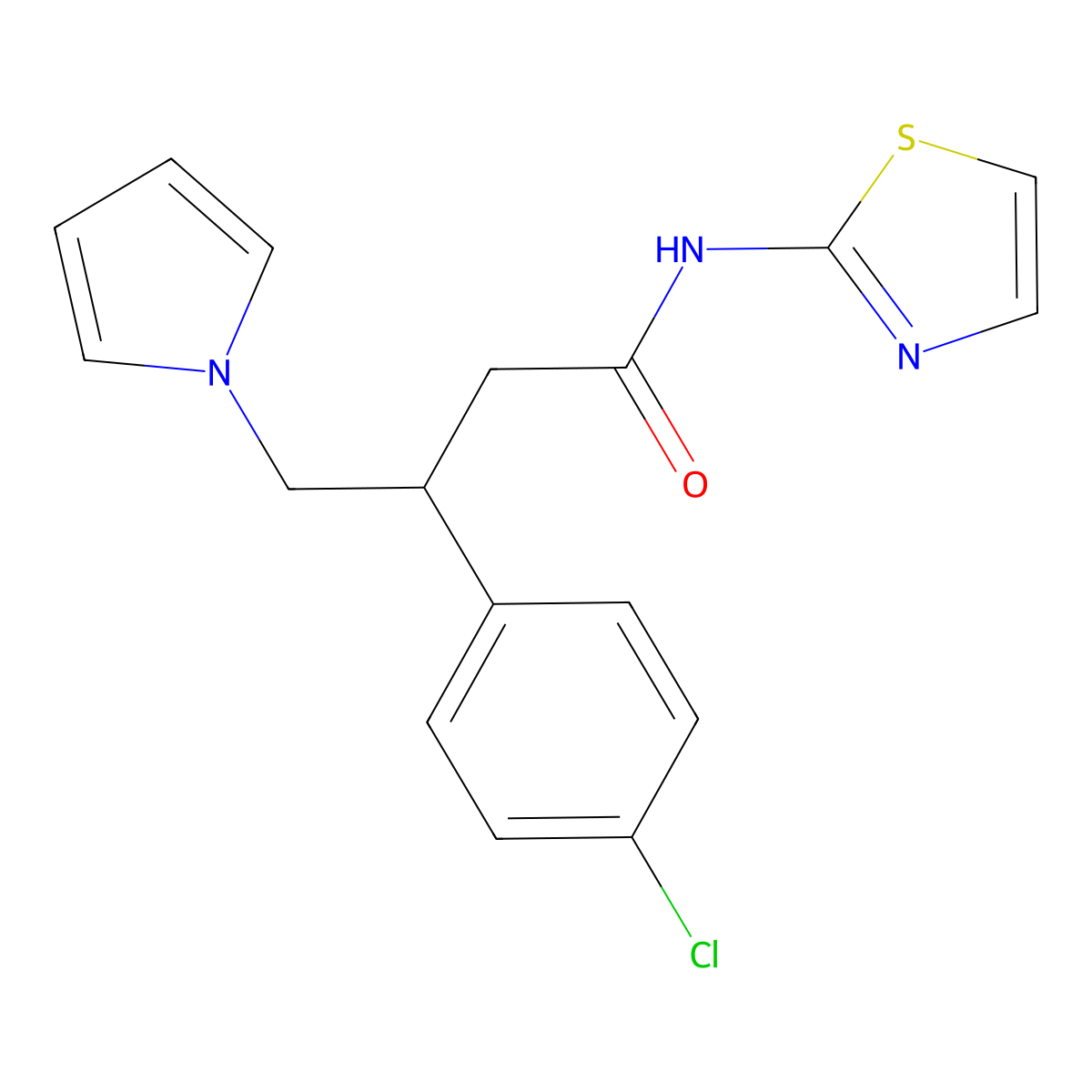 3-(4-chlorophenyl)-4-(1H-pyrrol-1-yl)-N-(1,3-thiazol-2-yl)butanamide molecular structure, CAS 1574411-57-6