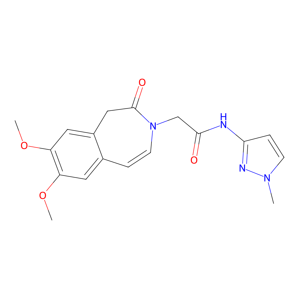 2-(7,8-dimethoxy-2-oxo-1,2-dihydro-3H-3-benzazepin-3-yl)-N-(1-methyl-1H-pyrazol-3-yl)acetamide molecular structure, CAS 1574411-79-2
