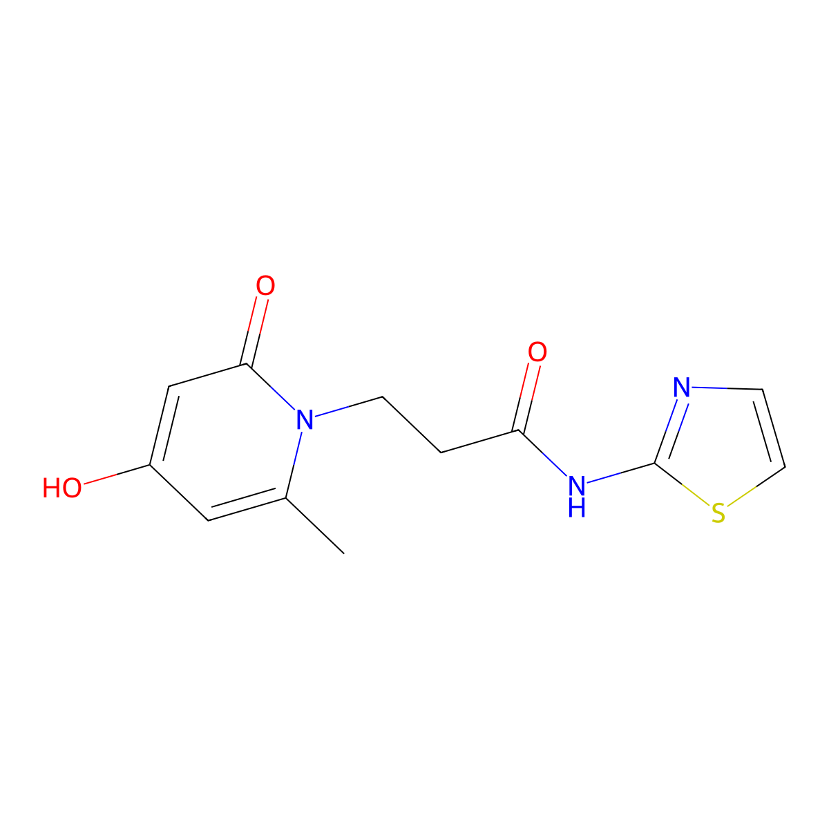 3-(4-hydroxy-6-methyl-2-oxopyridin-1(2H)-yl)-N-(1,3-thiazol-2-yl)propanamide molecular structure, CAS 1574412-07-9