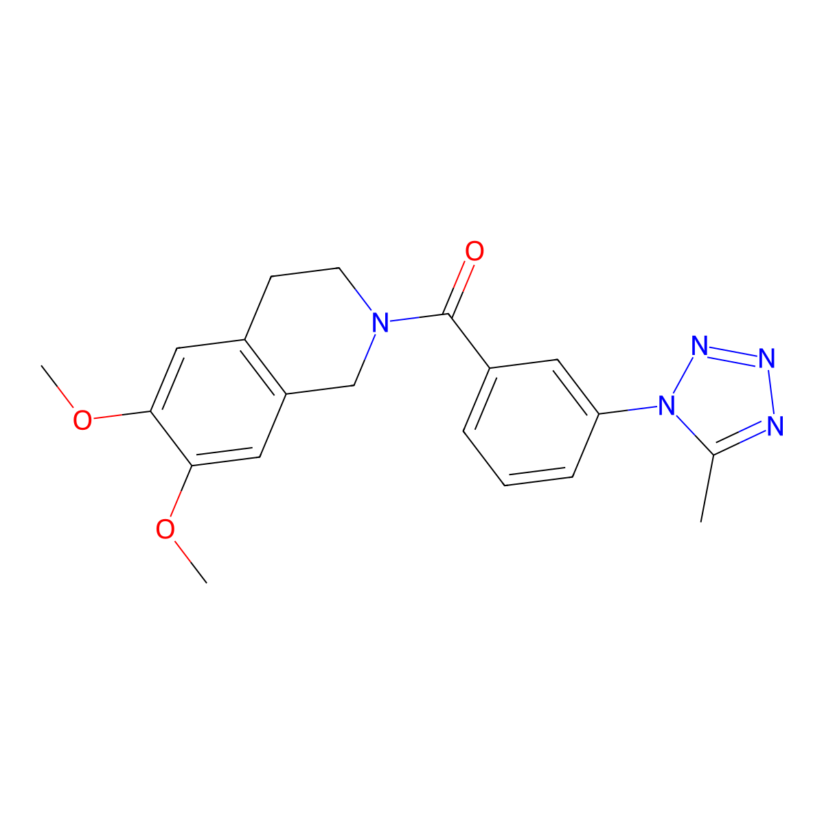 (6,7-dimethoxy-3,4-dihydroisoquinolin-2(1H)-yl)[3-(5-methyl-1H-tetrazol-1-yl)phenyl]methanone molecular structure, CAS 1574412-13-7