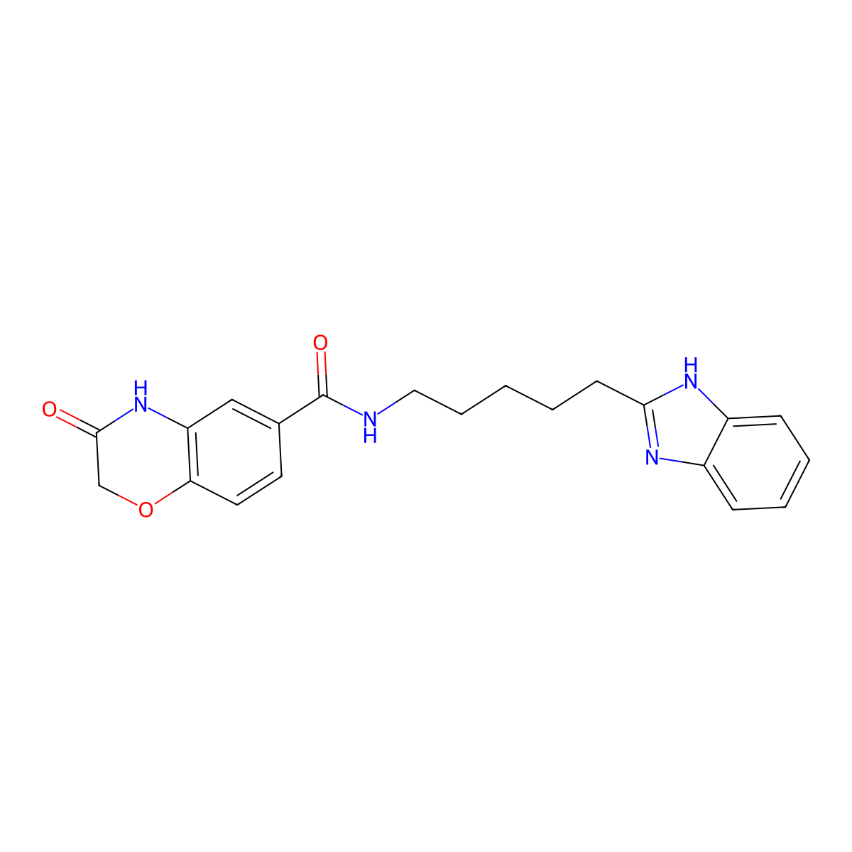 N-[5-(1H-benzimidazol-2-yl)pentyl]-3-hydroxy-2H-1,4-benzoxazine-6-carboxamide molecular structure, CAS 1574412-25-1