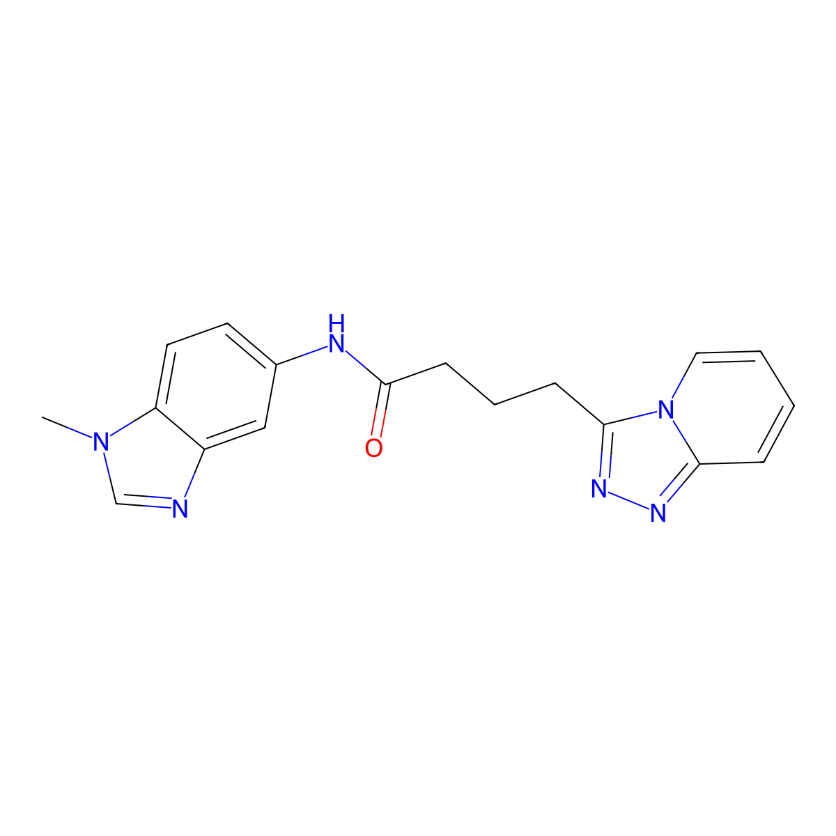 N-(1-methyl-1H-benzimidazol-5-yl)-4-([1,2,4]triazolo[4,3-a]pyridin-3-yl)butanamide molecular structure, CAS 1574412-36-4