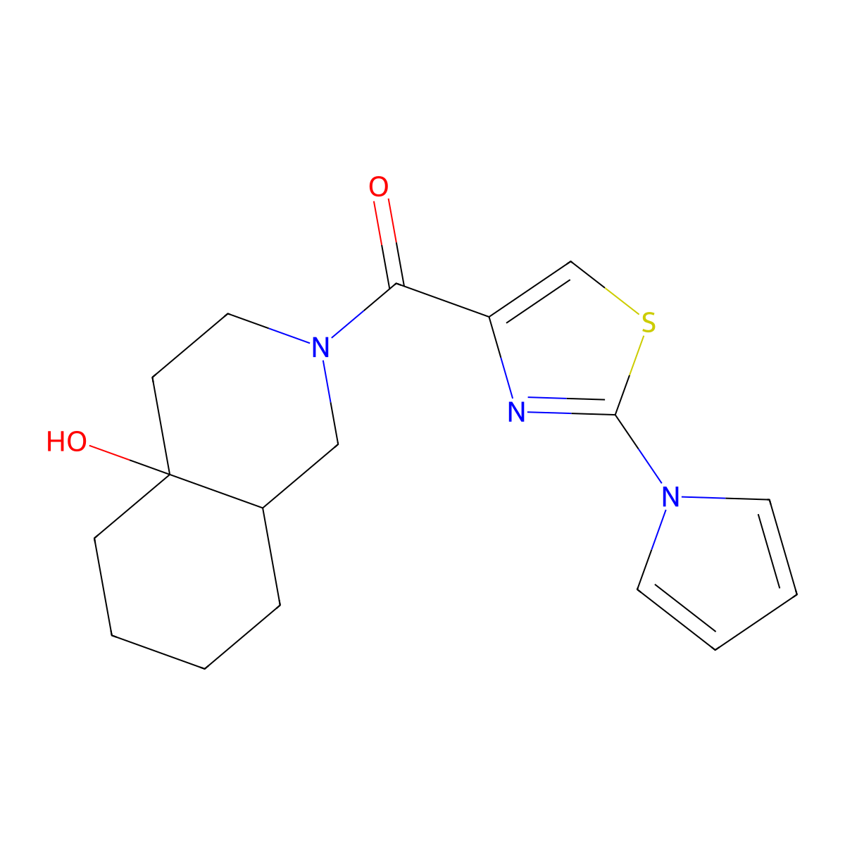 (4a-hydroxyoctahydroisoquinolin-2(1H)-yl)[2-(1H-pyrrol-1-yl)-1,3-thiazol-4-yl]methanone molecular structure, CAS 1574412-42-2